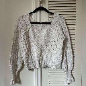 Free People Chunky Knit Cream Sweater